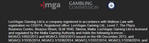 Lizenzinfo des Casinos Leo Vegas (MGA)