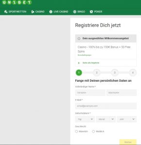 Unibet Konto erstellen