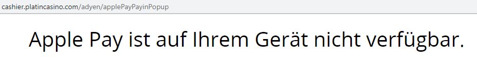 Apple Pay Online Casino Einzahlung fehlgeschlagen